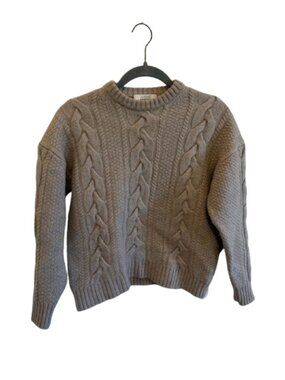 Aritzia Heritage Knit 100% Merino Wool Cableknit Sweater Brown  Size XS